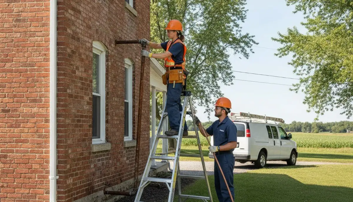 Fort Wayne, IN plumber repairing a residential pipe for plumbing service at a local home