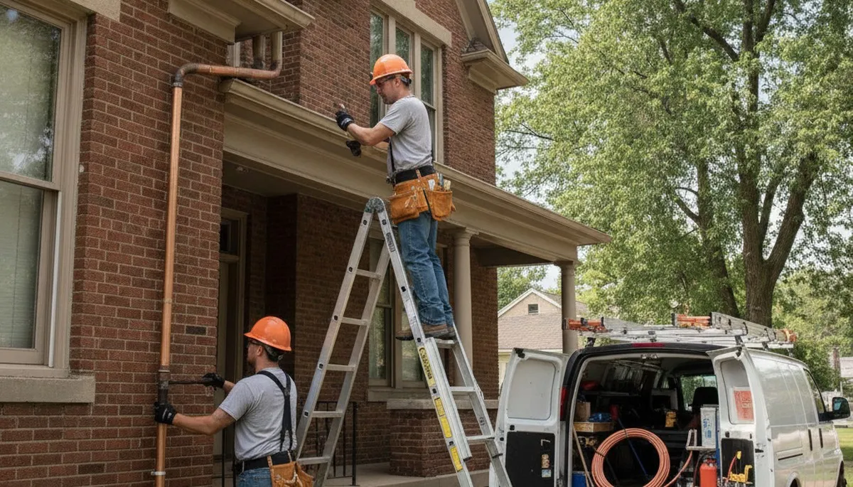 Fort Wayne, IN plumber repairing a residential pipe leak for plumbing service customers