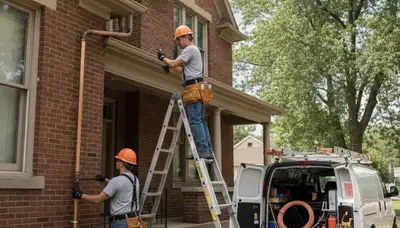 Fort Wayne, IN plumber repairing a residential pipe leak for plumbing service customers