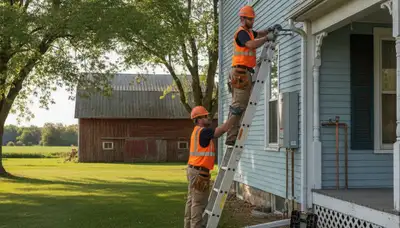 Fort Wayne, IN plumbing repair team fixing a residential leak with professional service tools