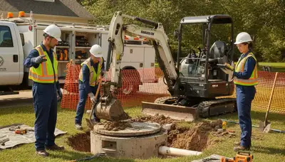 Fort Wayne, IN plumber inspecting septic repair system for fast, reliable service