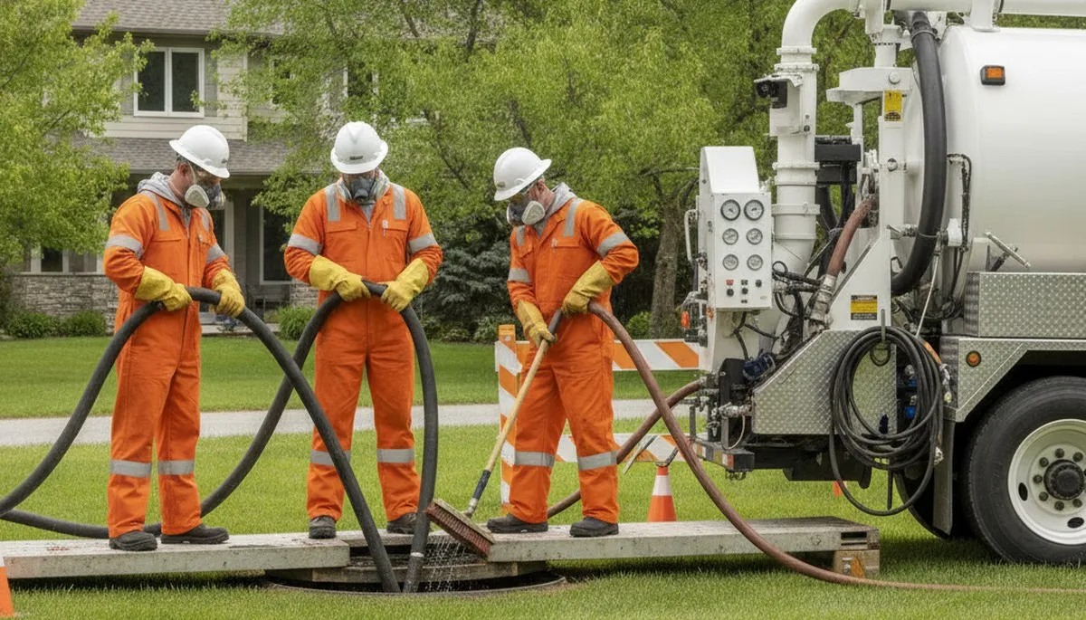 Fort Wayne, IN plumber cleaning a septic tank for reliable home plumbing service