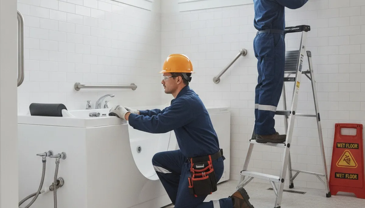 Fort Wayne, IN plumbers installing a walk-in tub for safer, accessible home bathing