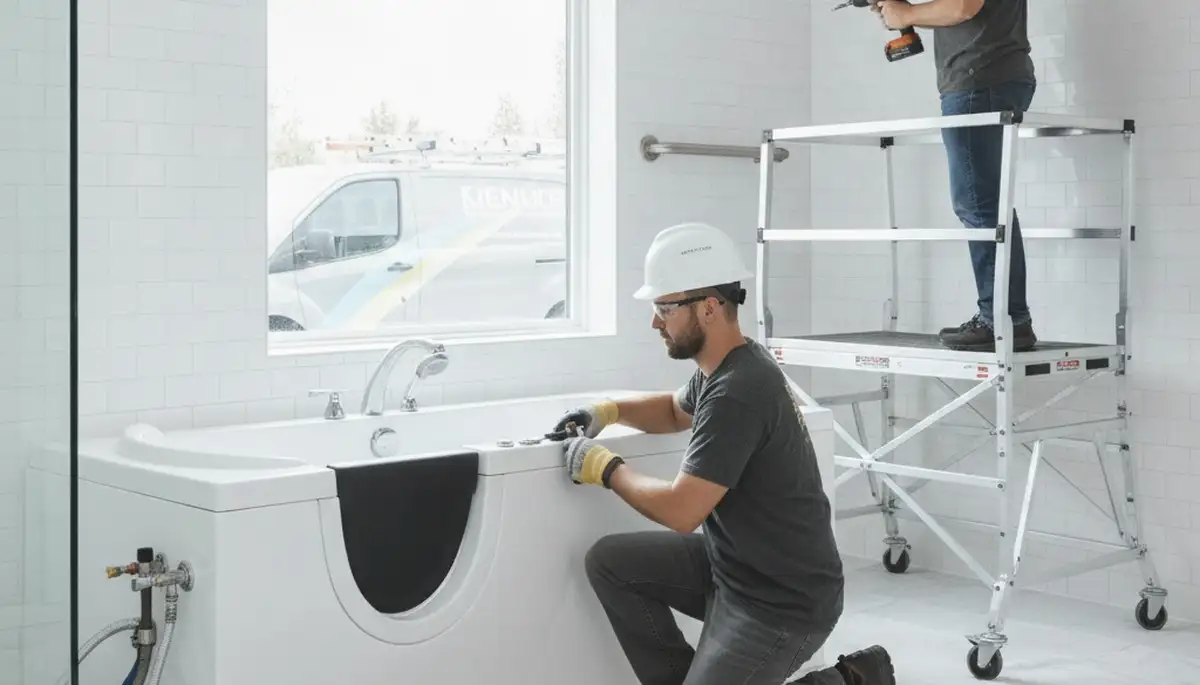Walk in tub installation by Fort Wayne, IN plumbers for safer, accessible bathroom bathing