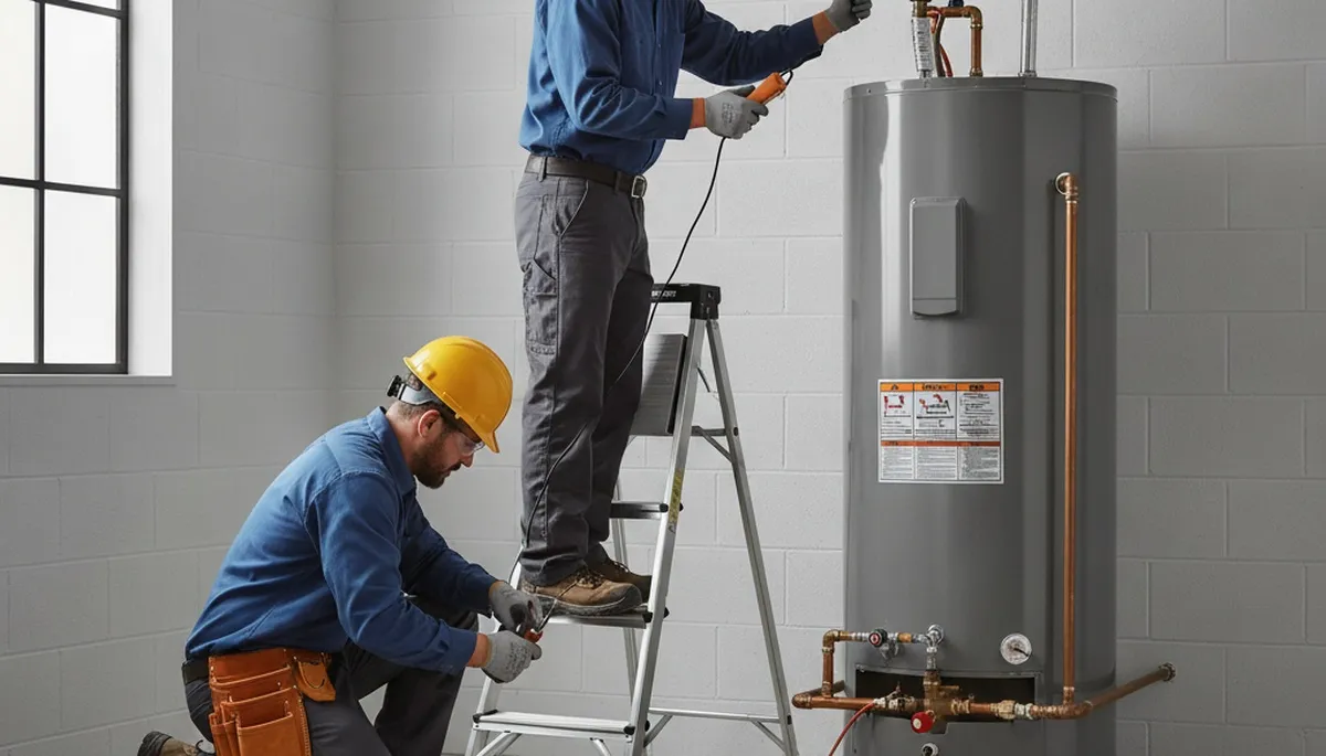 Fort Wayne, IN plumber repairing a water heater for reliable home hot water service